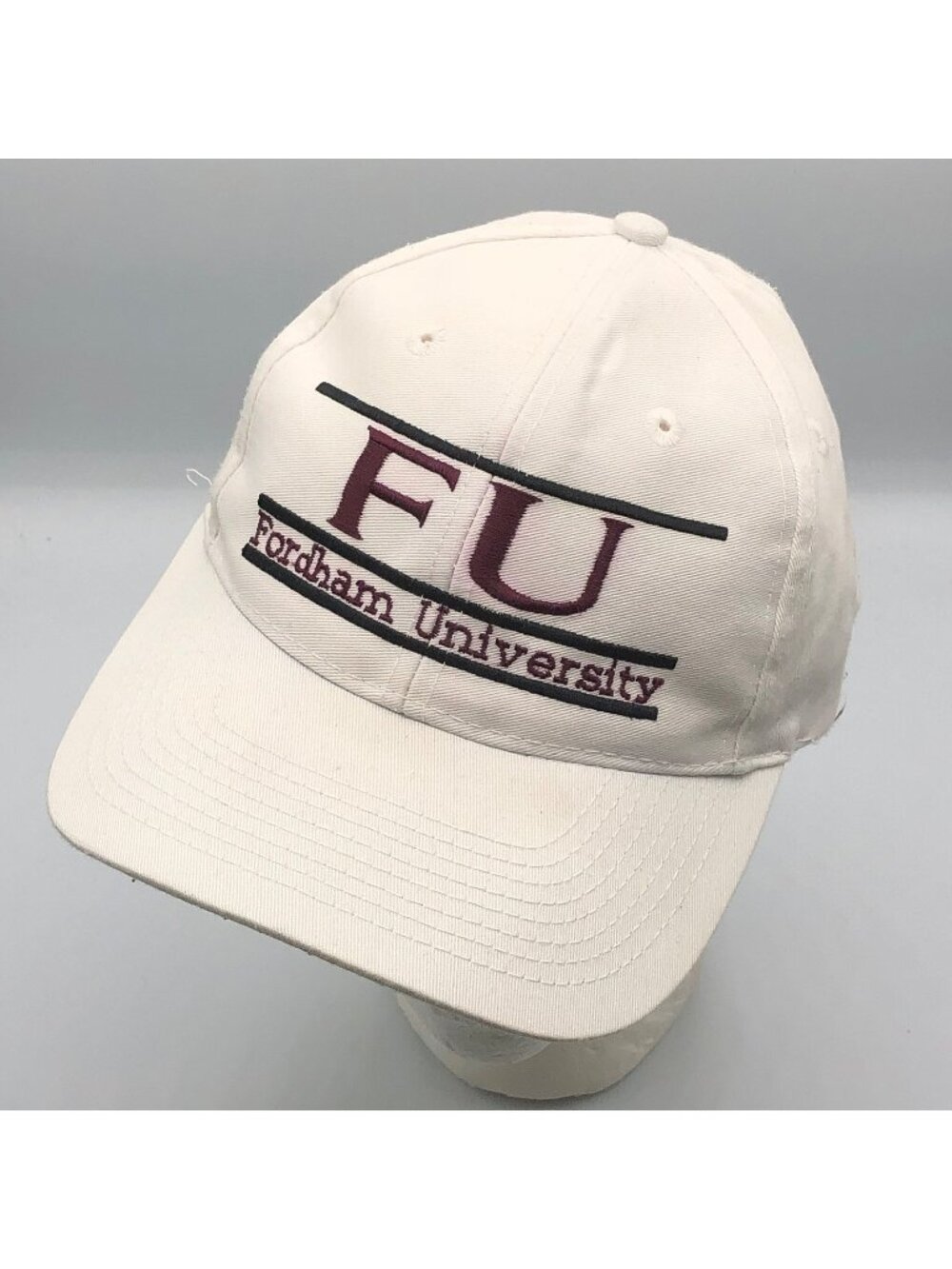 Vintage Fordham University FU The Game Split Bar White Snapback Hat Cap